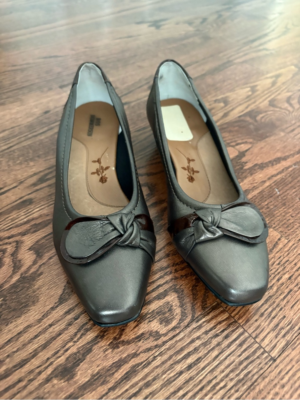 Ros Hommerson Bonze Metallic Brown Low Wedge Kitten Heel Shoes